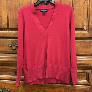 Banana Republic Red Silk Cotton Cashmere V-Neck Sweater Size LP Large Petite